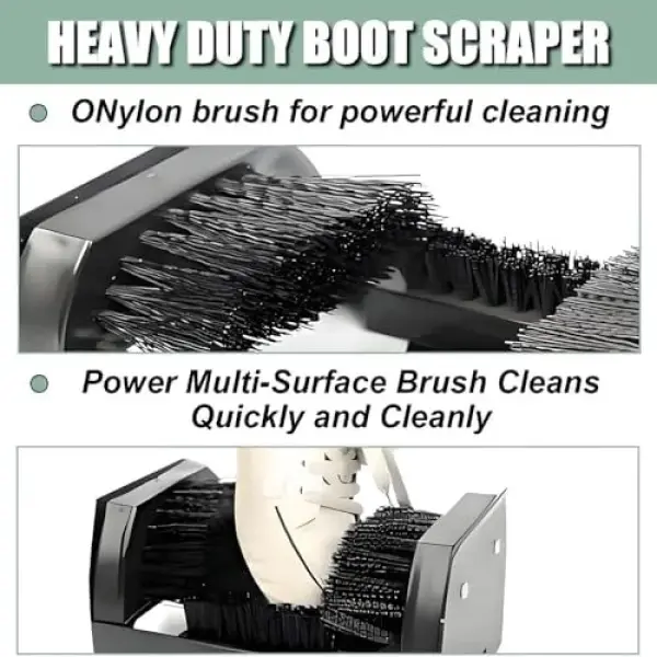 Heavy-Duty Boot Cleaner Brush - Floor-Mount Scraper and Scrubber with Handle for Easy Dirt Removal from Shoes and Boots