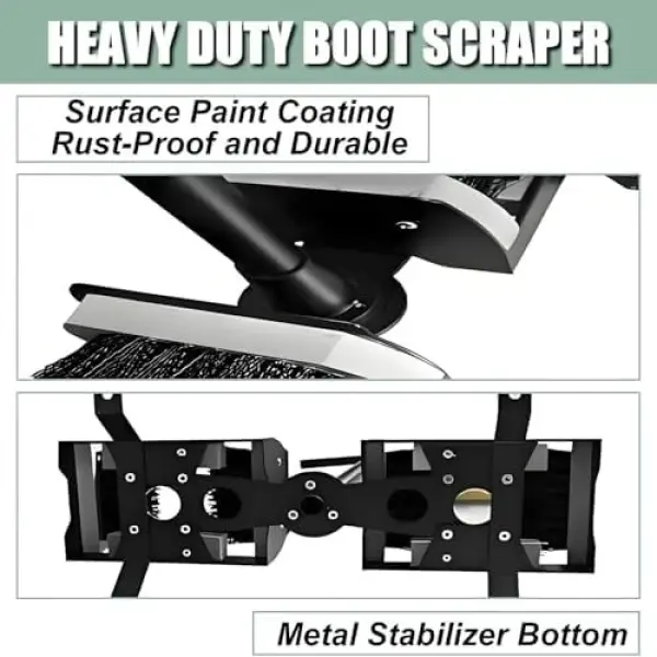 Heavy-Duty Boot Cleaner Brush - Floor-Mount Scraper and Scrubber with Handle for Easy Dirt Removal from Shoes and Boots