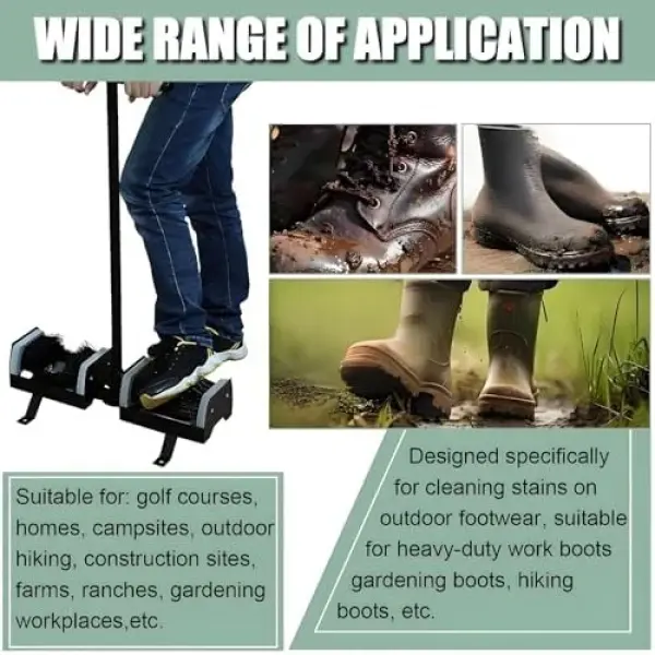 Heavy-Duty Boot Cleaner Brush - Floor-Mount Scraper and Scrubber with Handle for Easy Dirt Removal from Shoes and Boots