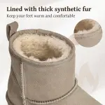 Womens Genuine Suede Boots Brown Anti-slip Warm Comfort Ankle Fuzzy Winter Short Boots for Outdoor Indoor