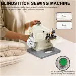 Adjustable Blindstitch Sewing Machine, 1250 SPM Hemming Machine for Cuffs, Skirts & Draperies, Desktop Skip Stitch Ratio 1:1 to 2:1, Professional Hemmer Tool