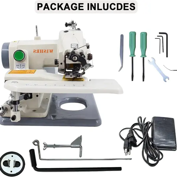 Adjustable Blindstitch Sewing Machine, 1250 SPM Hemming Machine for Cuffs, Skirts & Draperies, Desktop Skip Stitch Ratio 1:1 to 2:1, Professional Hemmer Tool