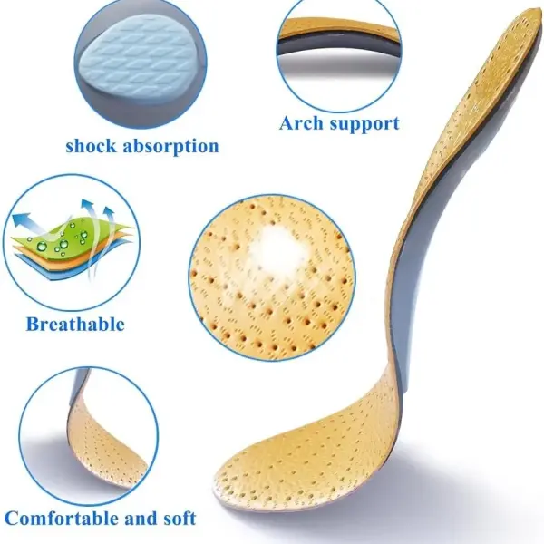 JSEIAJB Leather Orthotic Insole for Flat Feet Arch Support Orthopedic Shoes Sole Insoles for Men and Women Shoe Pad