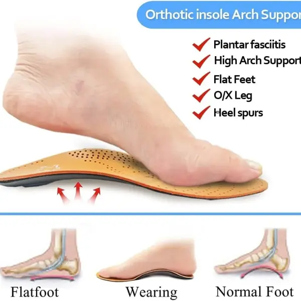 JSEIAJB Leather Orthotic Insole for Flat Feet Arch Support Orthopedic Shoes Sole Insoles for Men and Women Shoe Pad