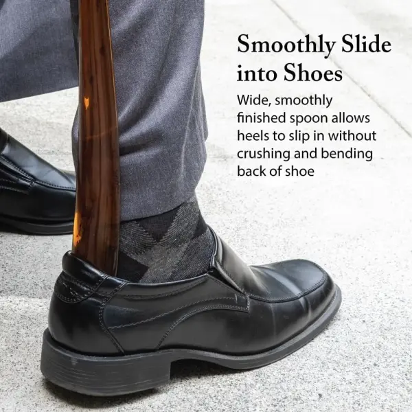 FootFitter 21" Long Shoe Horn, Nickel-Plated Handle & Tortoiseshell Spoon Shoe Aid for Smooth Slip-On Comfort (Made in Italy)