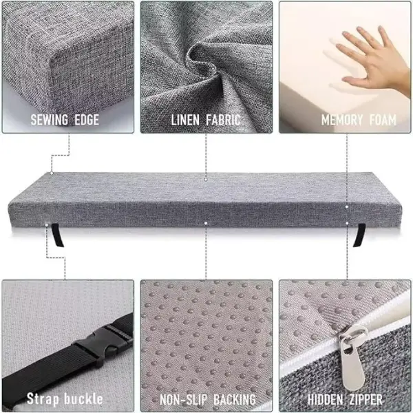 HighDensity Memory Foam Outdoor Bench Cushions Nonslip & Washable Seat Pads for Garden Shoe Benches Comfortable 140x35x10 cm Patio Furniture Accessories
