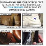 FACTORY LACED Shoe Cleaning Kit – Complete Sneaker Cleaner with 4 Brushes, 8oz Solution, Shoe Trees & Microfiber Towel – Works on Leather, Suede, Canvas & Mesh