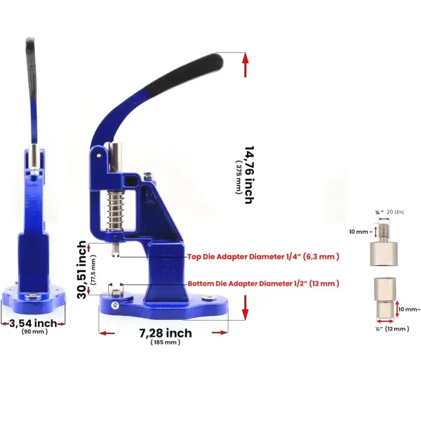 Manual Hand Press Machine for Setting Rivets, Grommets, Snaps, Buttons and Hole Puncher