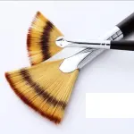 3Pcs Fan Brushes Set Soft Nylon Hair Birch Wooden Long Handle Artist Paint Brush for Acrylic Watercolor Painting (D As Shown) (D As Shown) (D As Shown)