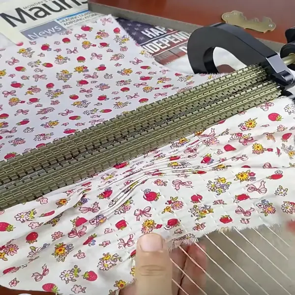 32 Row Adjustable Smocking Pleater, Gathering Pleats and Ruffles Attachment with Needle, Presser Foot with Back Box, Ruffler Sewing Tool for Clothing Fabric DIY